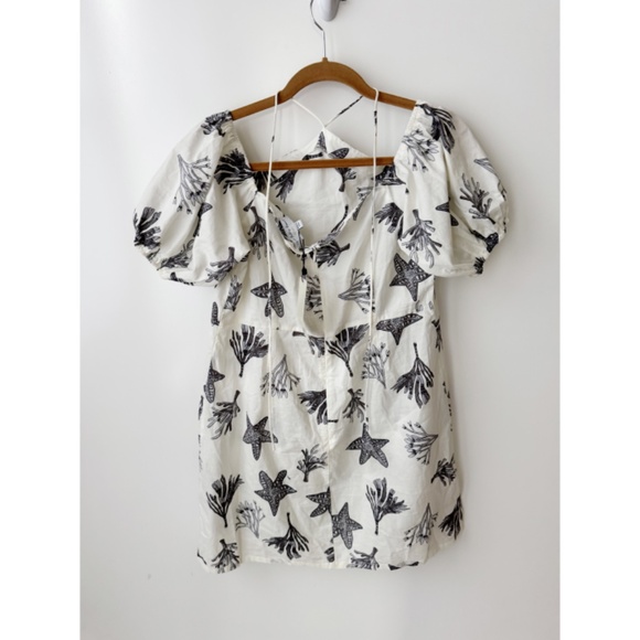 NEW Never Fully Dressed White Reef Rocco Tropical Puff Sleeve Mini Dress 12 NWT - Picture 4 of 8